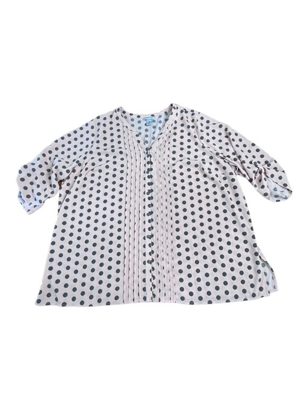 Catherines Light Pink and Grey Polka Dot Button Up Blouse Plus Women's Size 3X